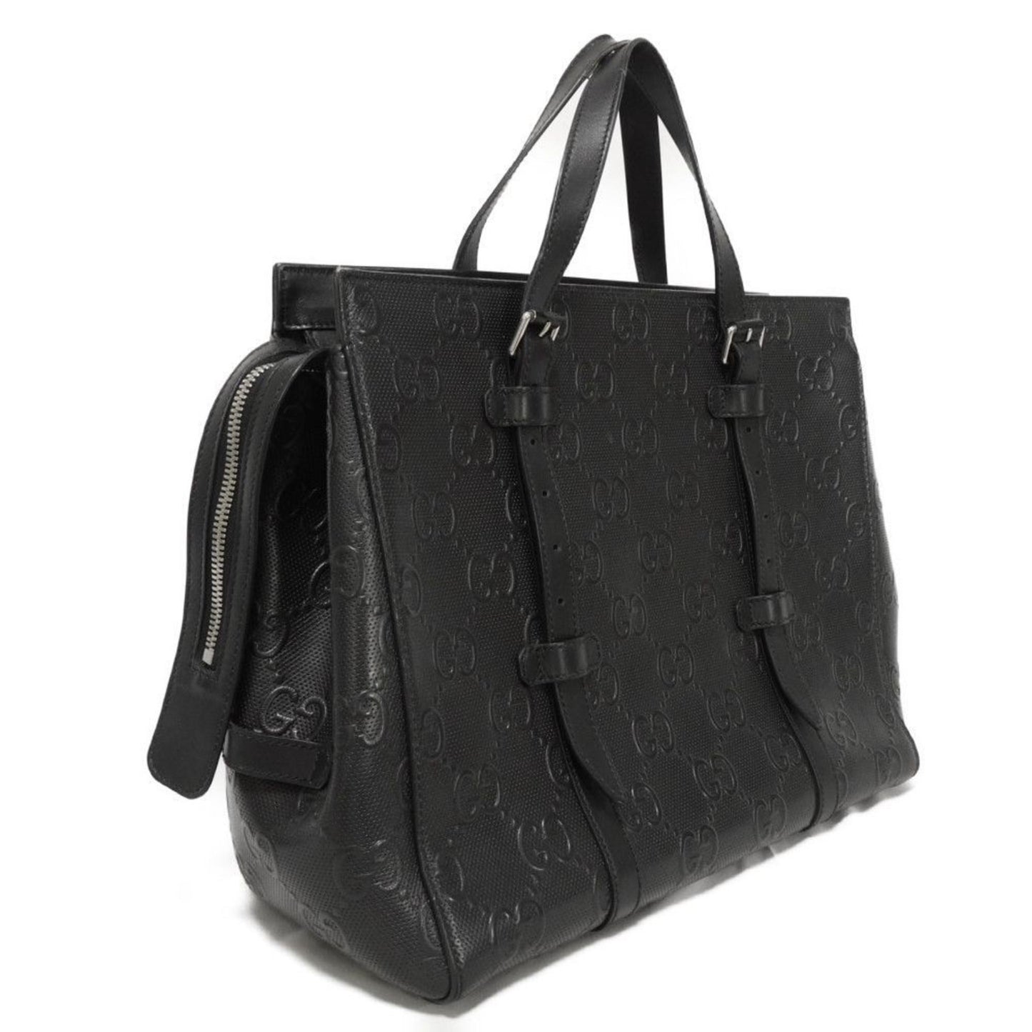 Gucci Gg Embossed Punching Tote Bag Shoulder Double G Black 625774