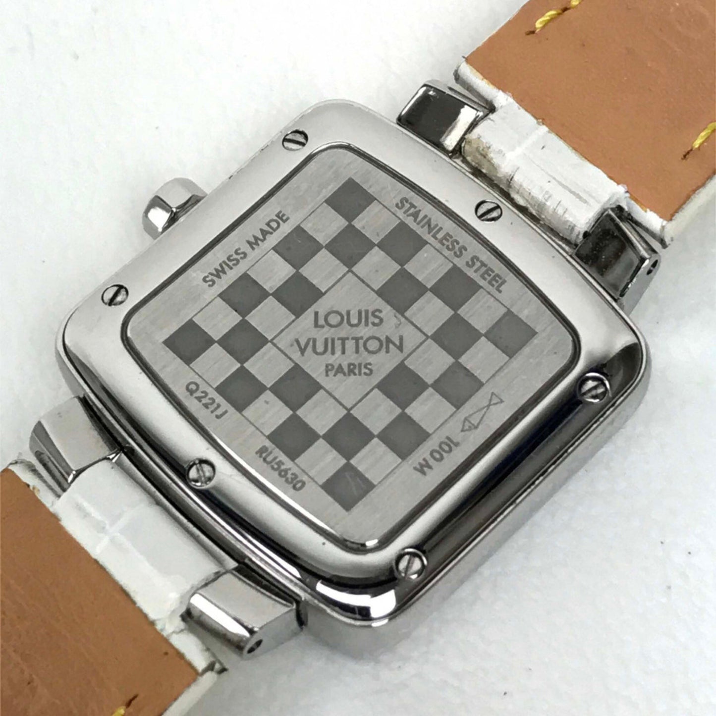 Louis Vuitton Q221J Quartz Wristwatch Silver Wine Red Based