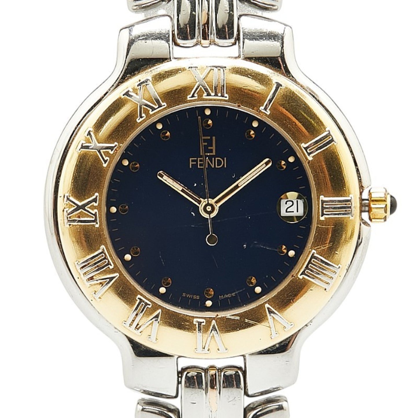 Fendi Watch 900G Quartz Black Dial Stainless Steel Plated