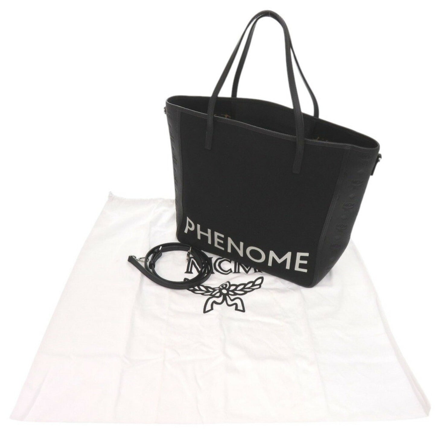 Mcm Phenomenon+Mcm Canvas/Leather Black Tote Bag 0382Mcm
