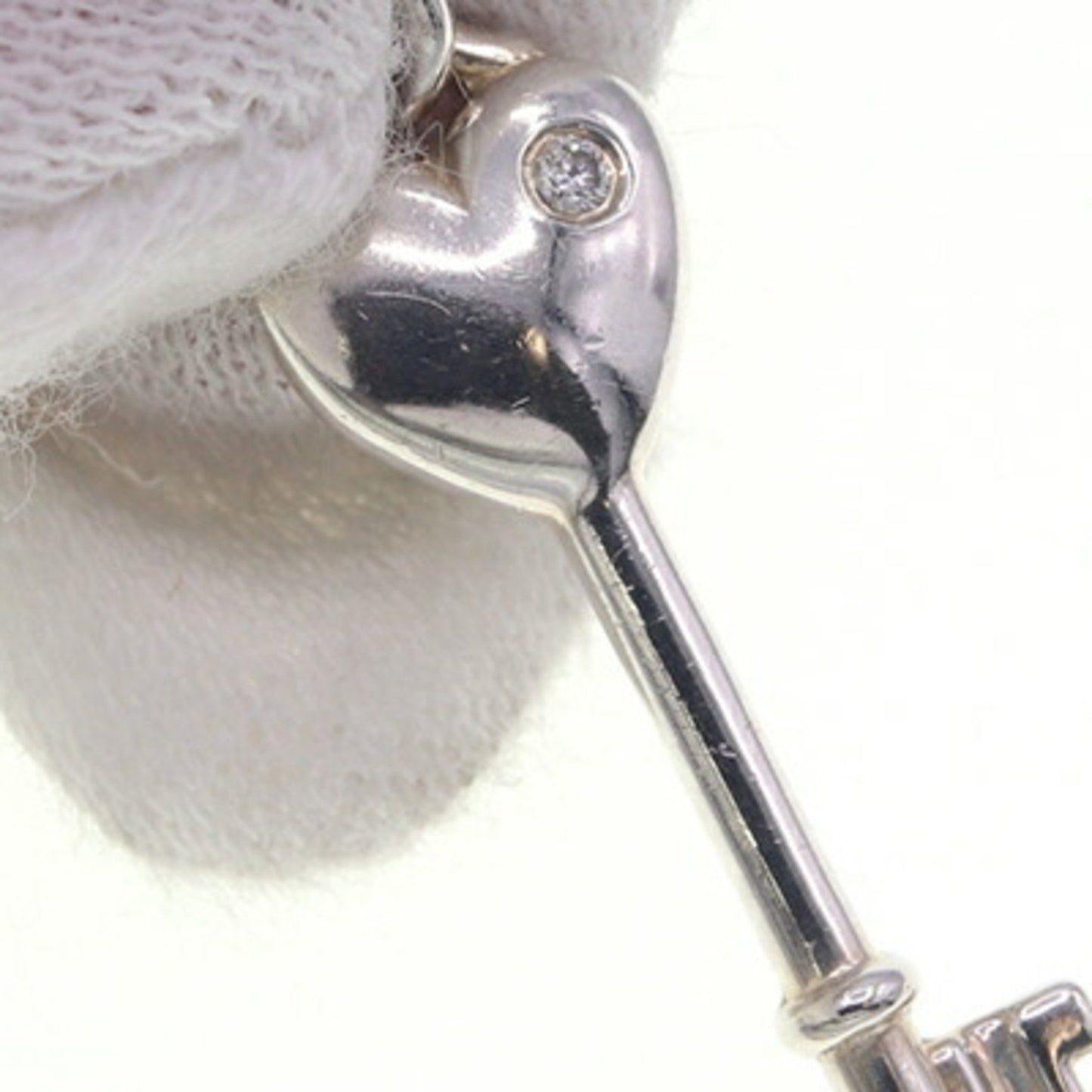 Tiffany Necklace Elsa Peretti Heart Key 1P Diamond Sv Sterling Silver 925 Pendant Choker