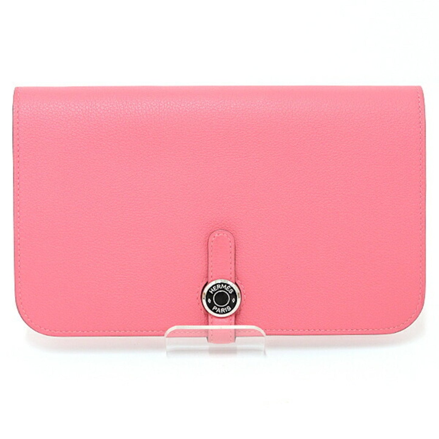 Hermes Hermes Dogon Gm Evercolor Pink Y Stamp () Duo Long Wallet F-04682