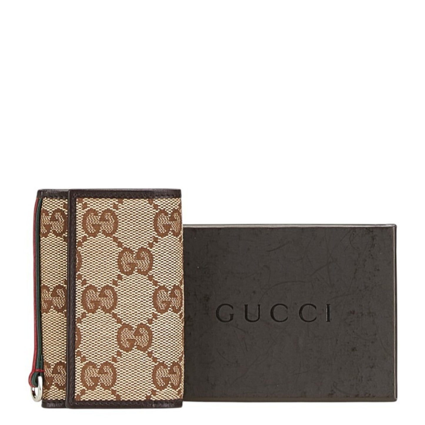 Gucci Gg Canvas Sherry Line 6-Ring Key Case 131928 Beige Multicolor Leather