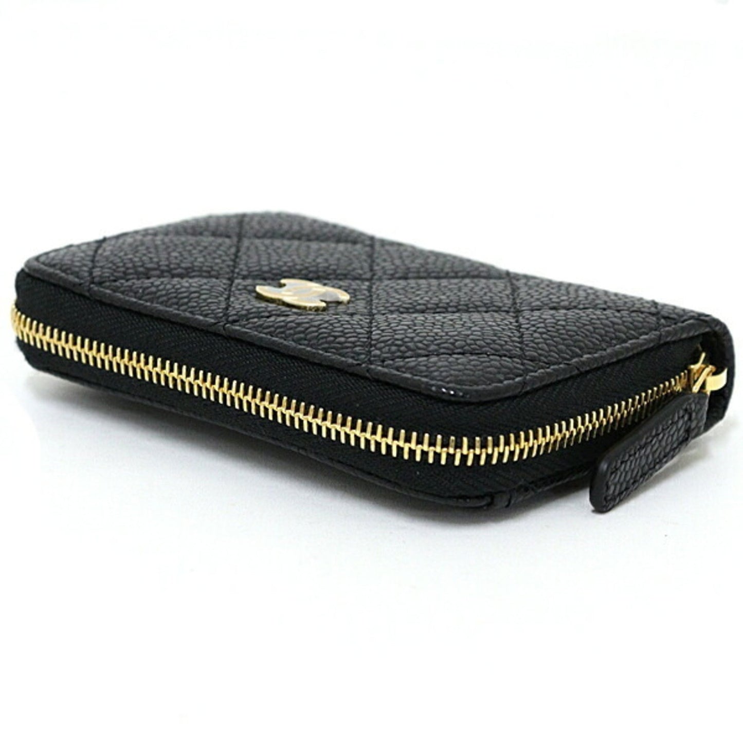 Chanel Classic Zip Coin Purse Case Grained Calfskin Ap0216 Black Unused
