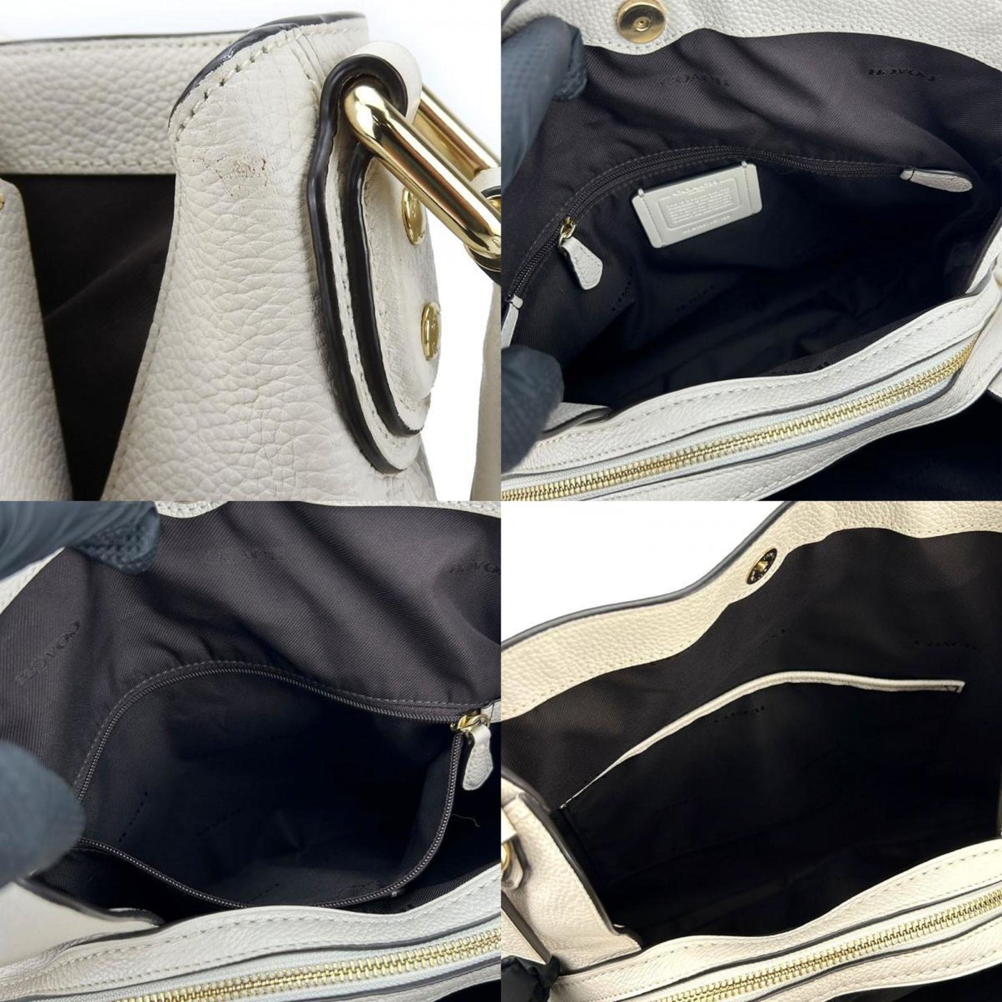 Coach Shoulder Bag 57125 Leather Off-White