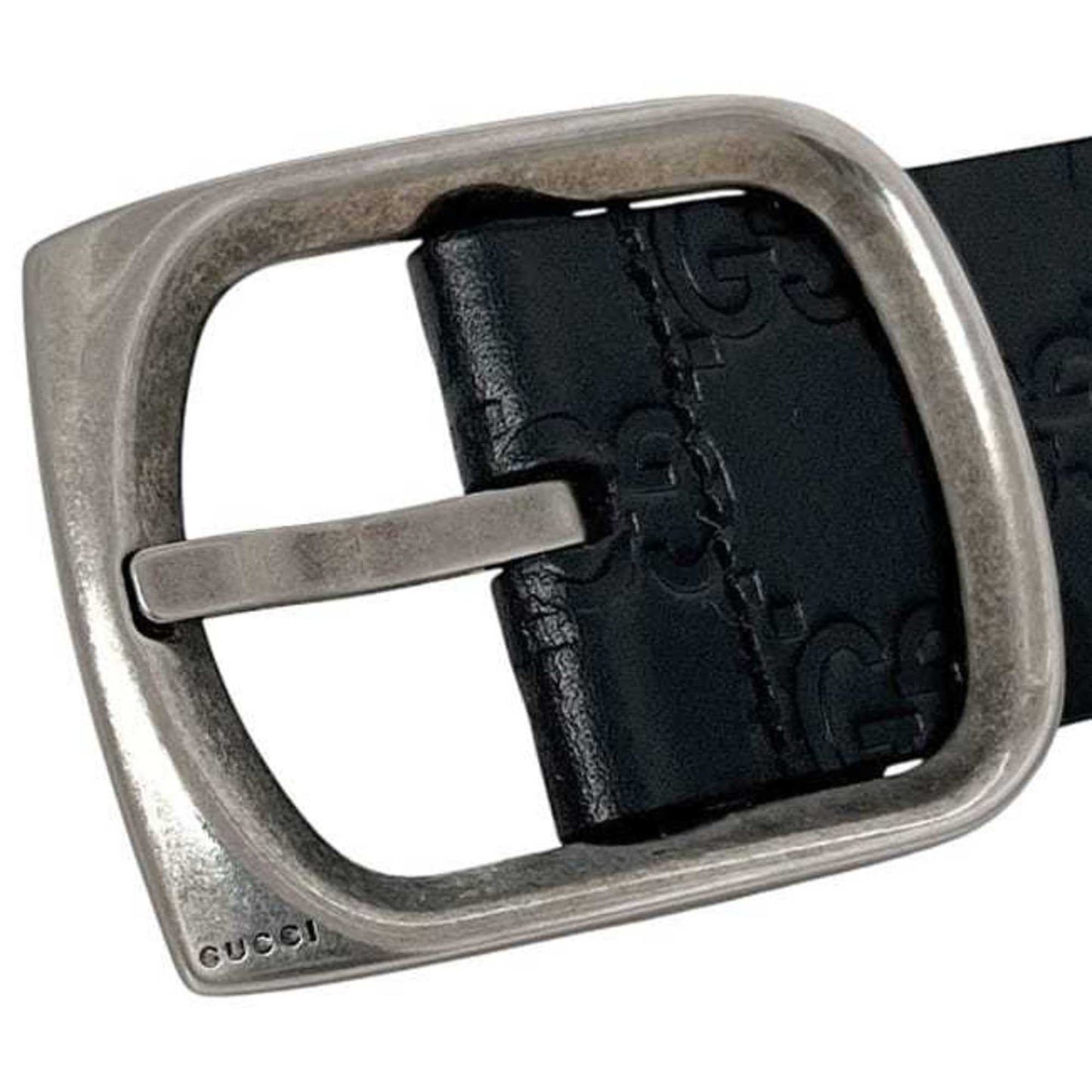 Gucci Belt Ec-24402 Black Striped 211362 479610 90 36 Waist 90Cm Leather Gucci Gg Embossed