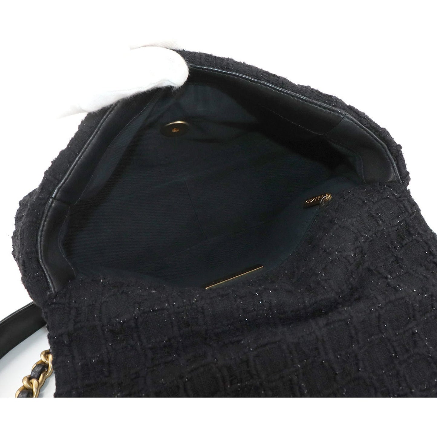 Chanel 19 2Way Hand Chain Shoulder Bag Tweed Leather Black As1160