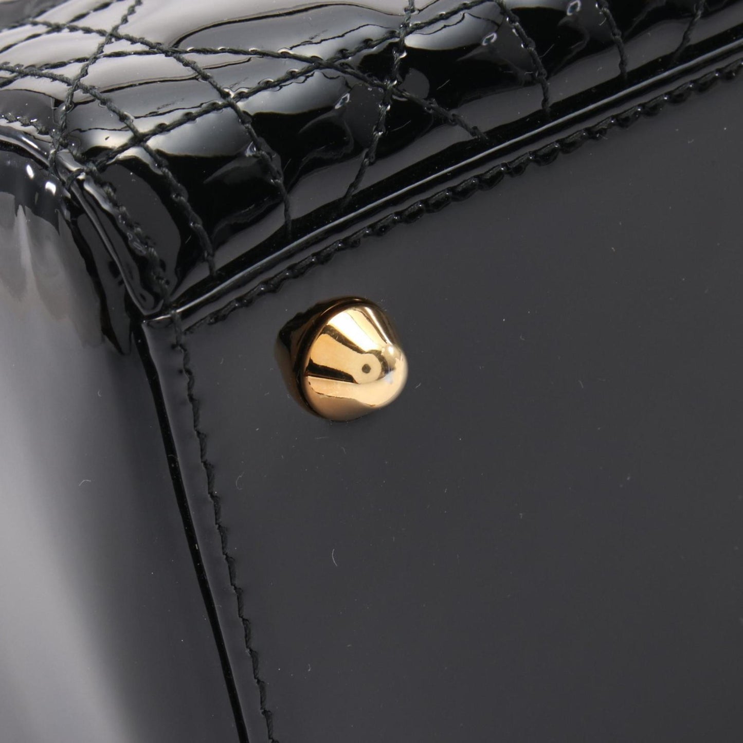 Christian Dior Dior Lady Large Cannage Handbag Patent Leather