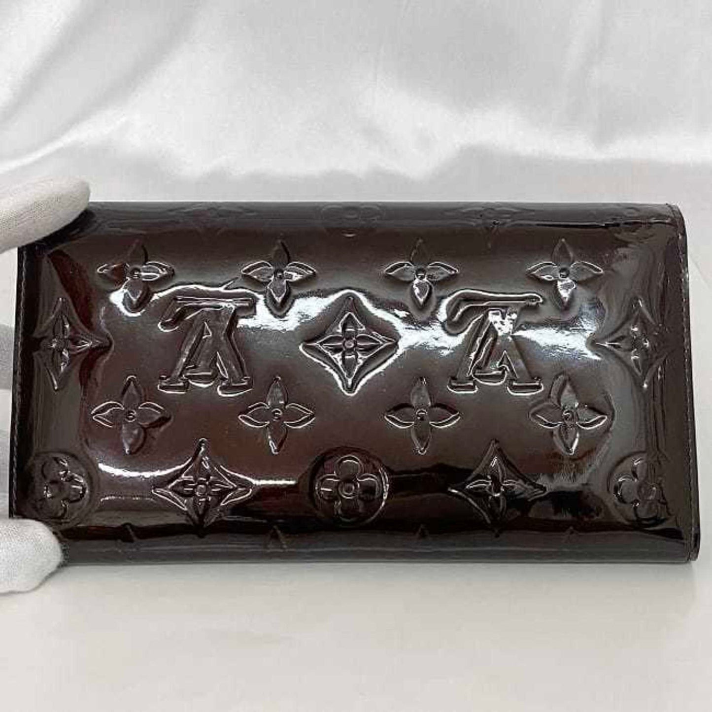 Louis Vuitton Bi-Fold Long Wallet Portefeuille Sarah Ec-22974 Wine Red Amaranth Monogram Vernis