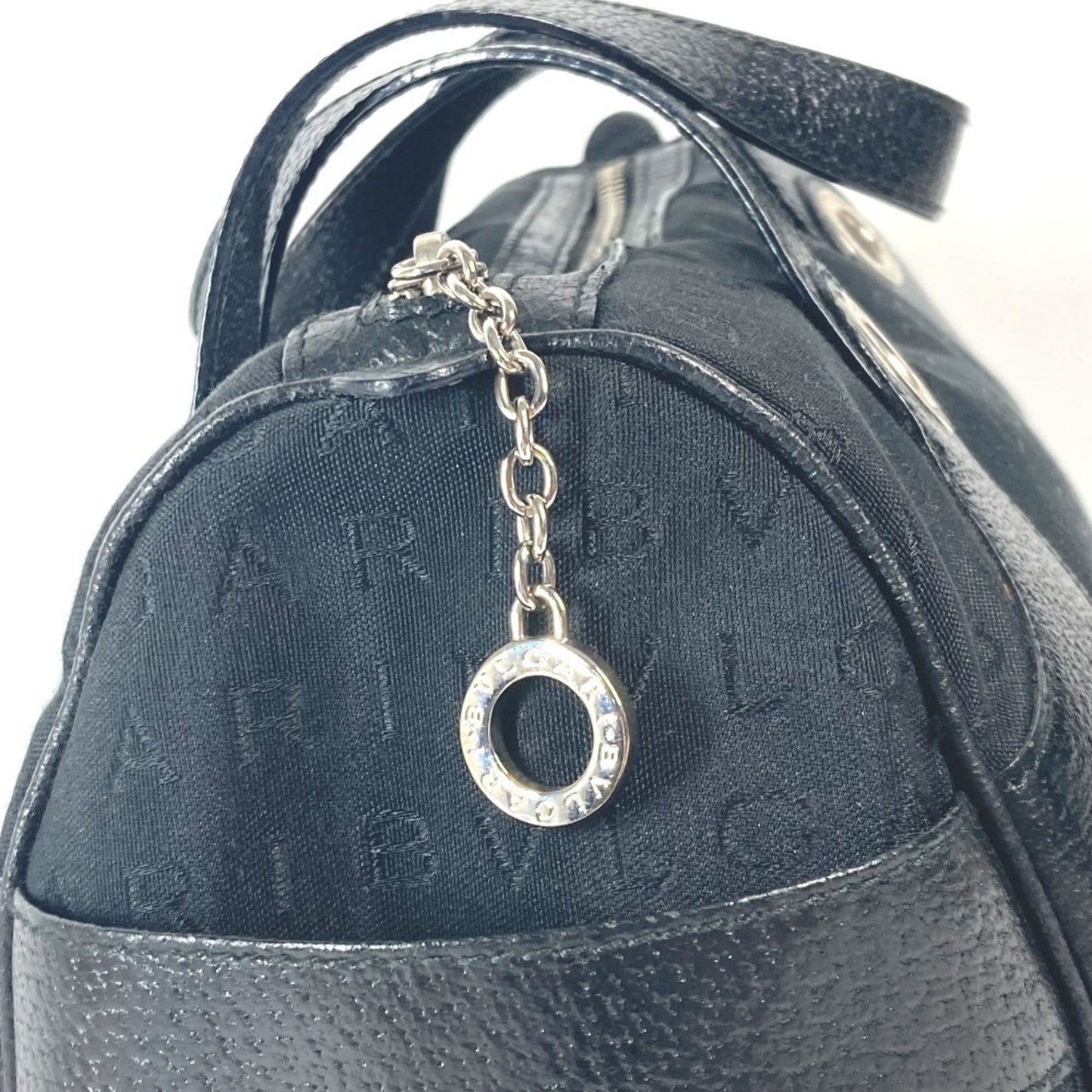 Bvlgari Bvlgari Mania Boston Bag Handbag Canvas Leather