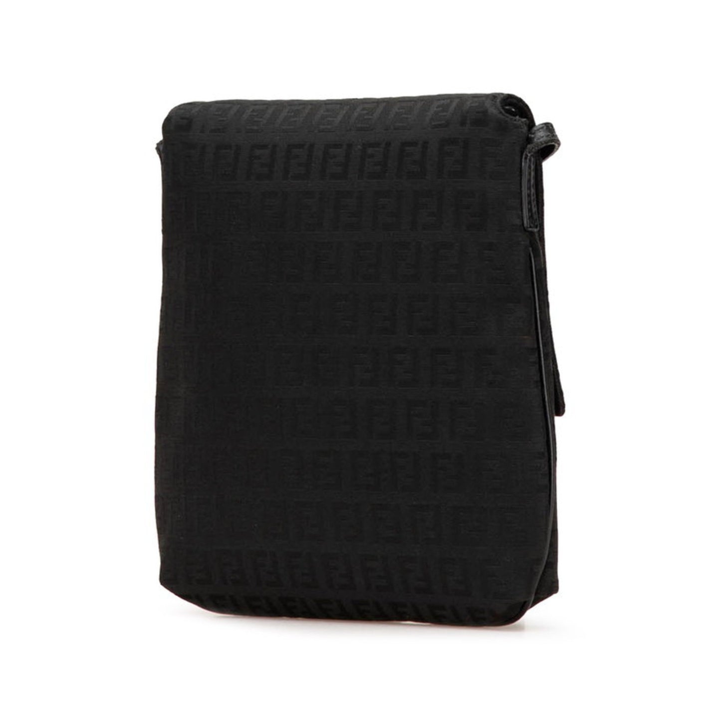 Fendi Zucchino Shoulder Bag 8Bt075 Black Canvas Leather