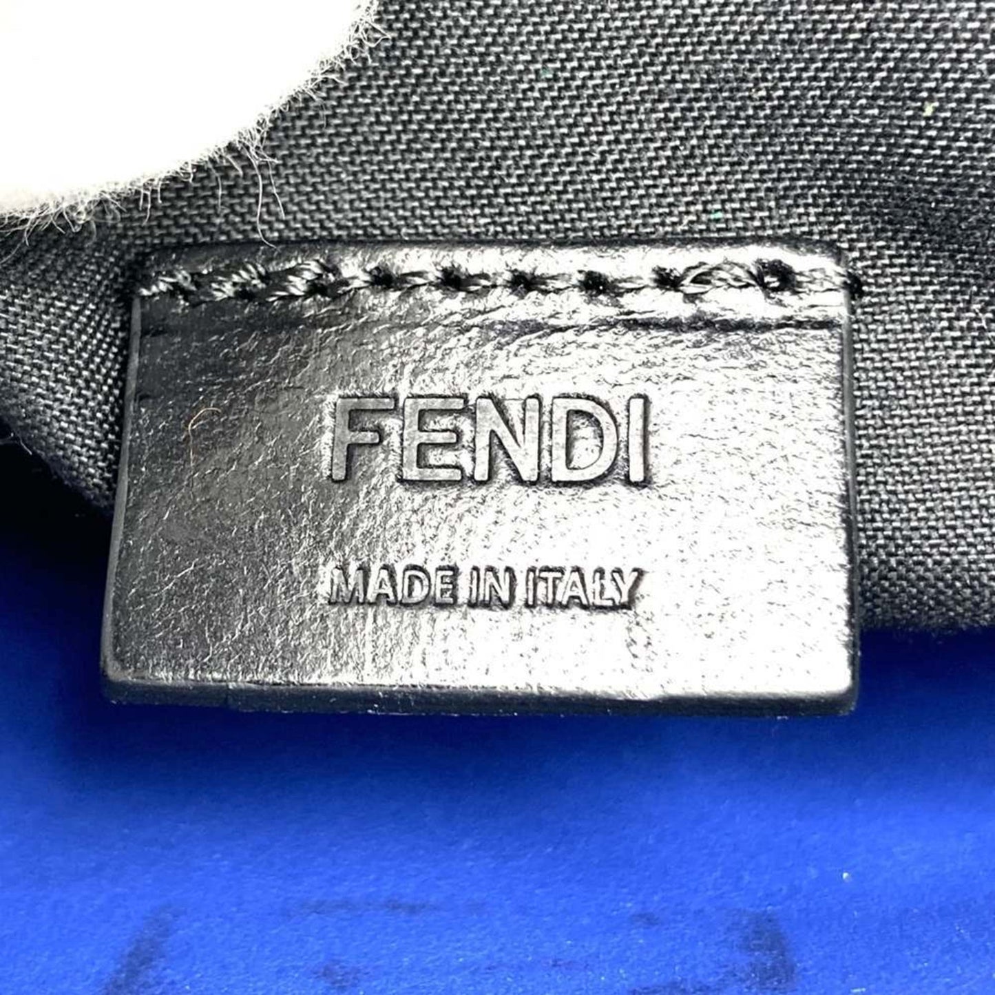 Fendi 7Va350 Vocabulary Clutch Bag Think Second Pouch Blue Leather