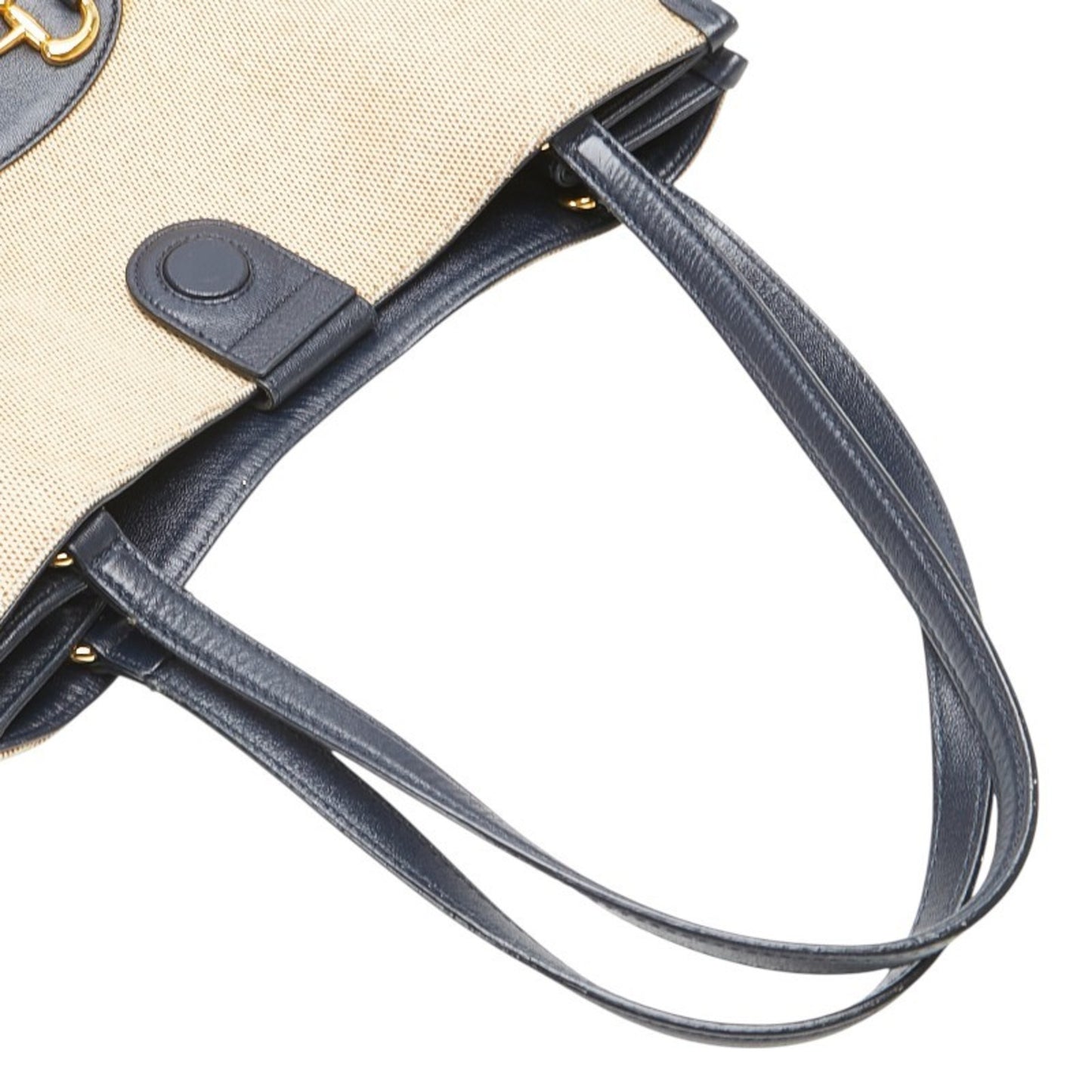 Gucci Horsebit 1955 Tote Bag 623694 Beige Navy Canvas Leather