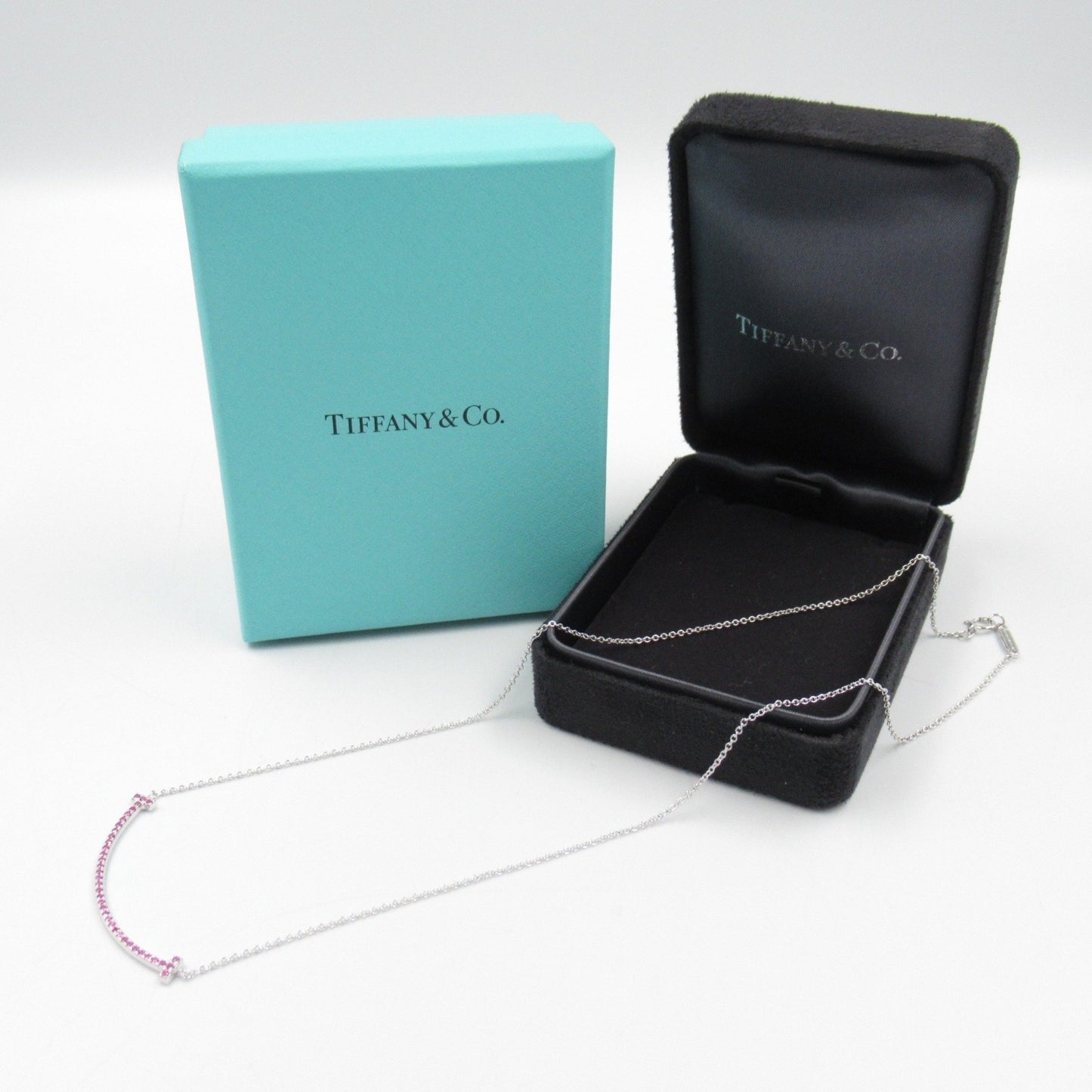 Tiffany & Co. T Smile Small Pink Sapphire Necklace