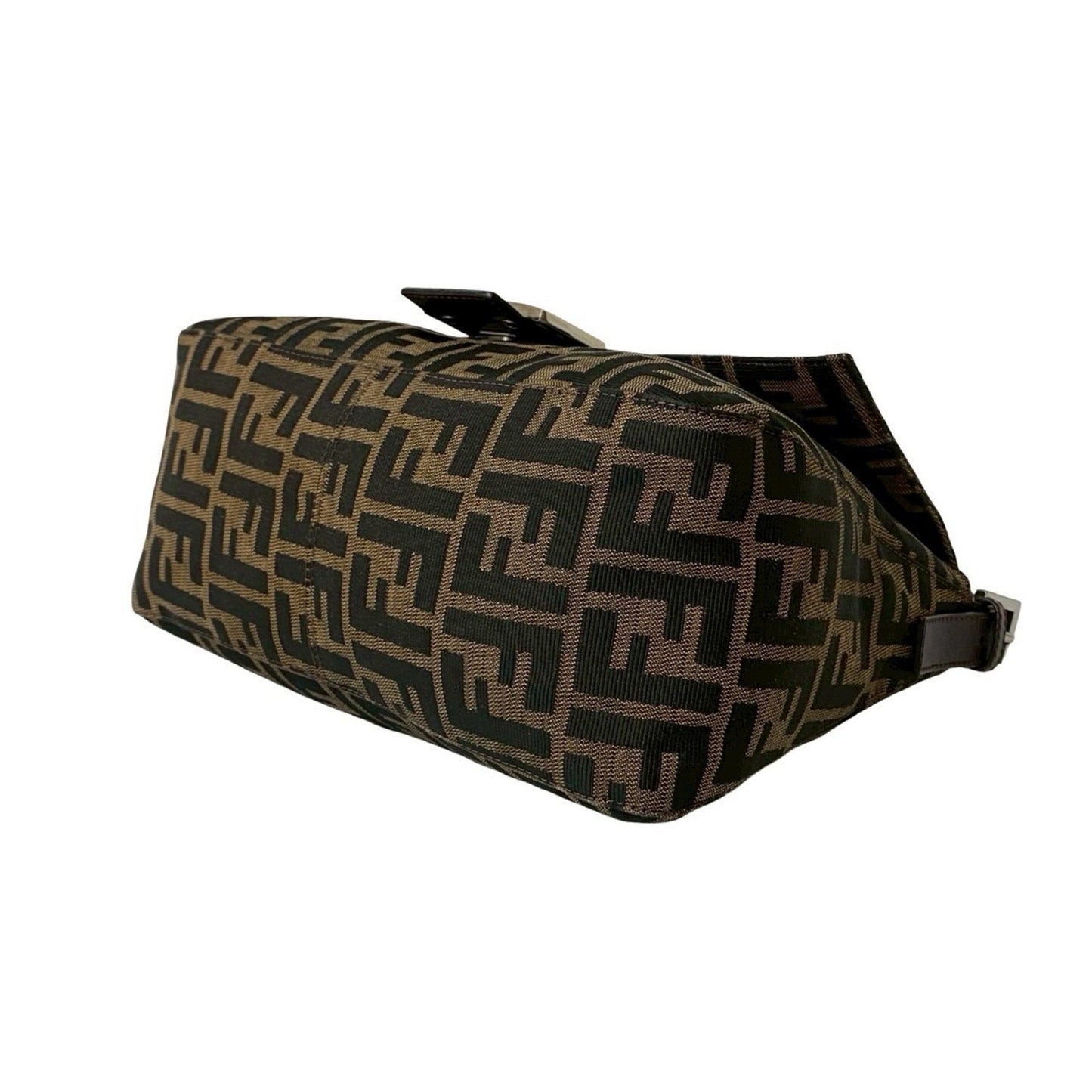 Fendi Mamma Bucket Zucca Ff Pattern Leather Canvas Semi-One Shoulder Bag Brown Black 38275