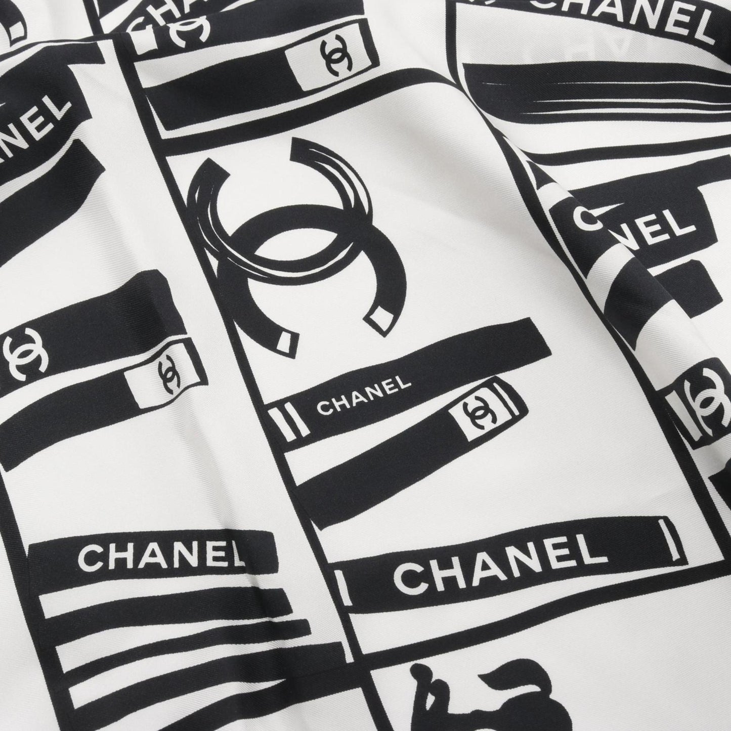 Chanel Coco Mark Bookshelf Scarf Silk