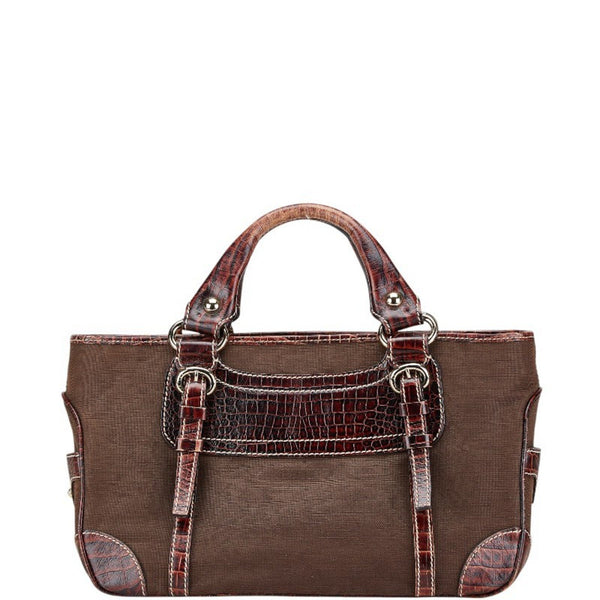 Celine Boogie Bag Handbag Brown Canvas Leather