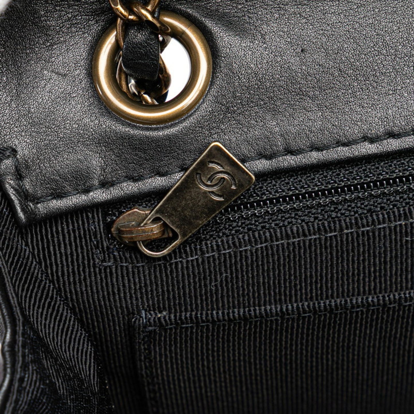 Chanel Coco Mark Wild Stitch Chain Shoulder Bag In Black Lambskin