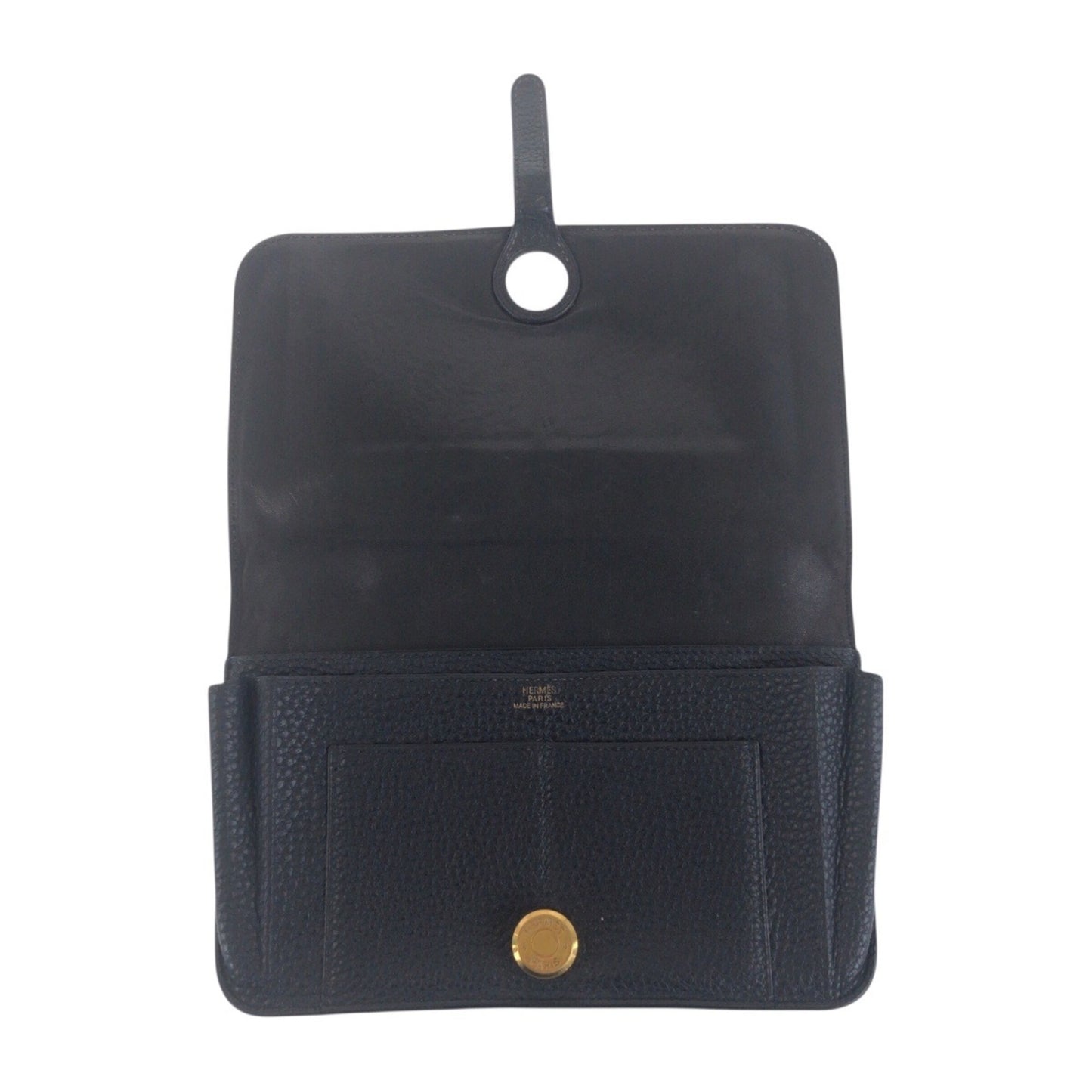 Hermes Dogon Gm Black Gold Hardware Taurillon Clemence Long Wallet D Engraved