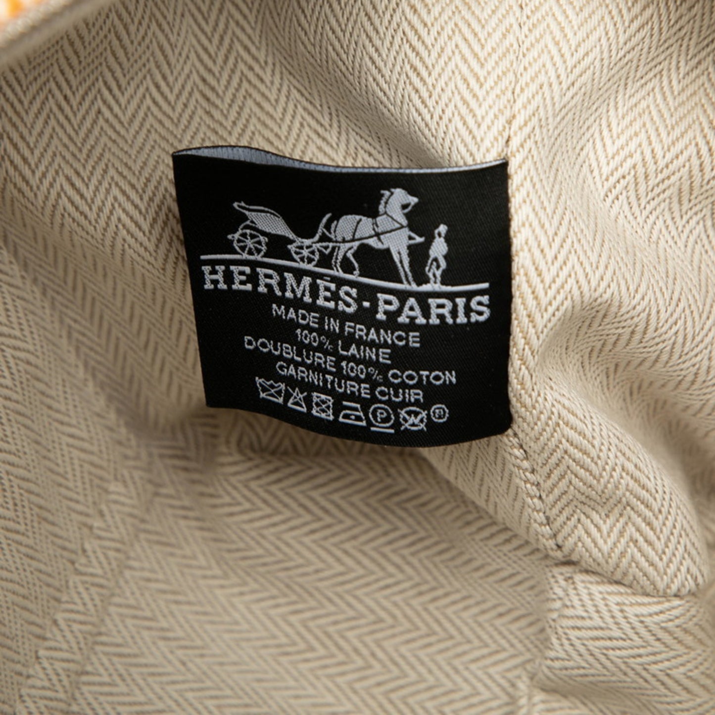 Herms Bride Black Au Carr Pm Handbag Pouch Fauve Silver Hardware Cotton