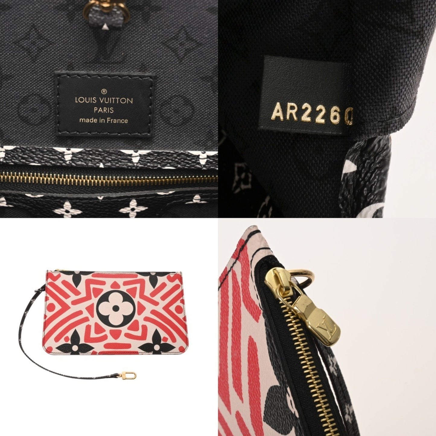 Louis Vuitton Monogram Crafty Neverfull Mm Creme/Rouge M56583 Women'S Canvas Tote Bag