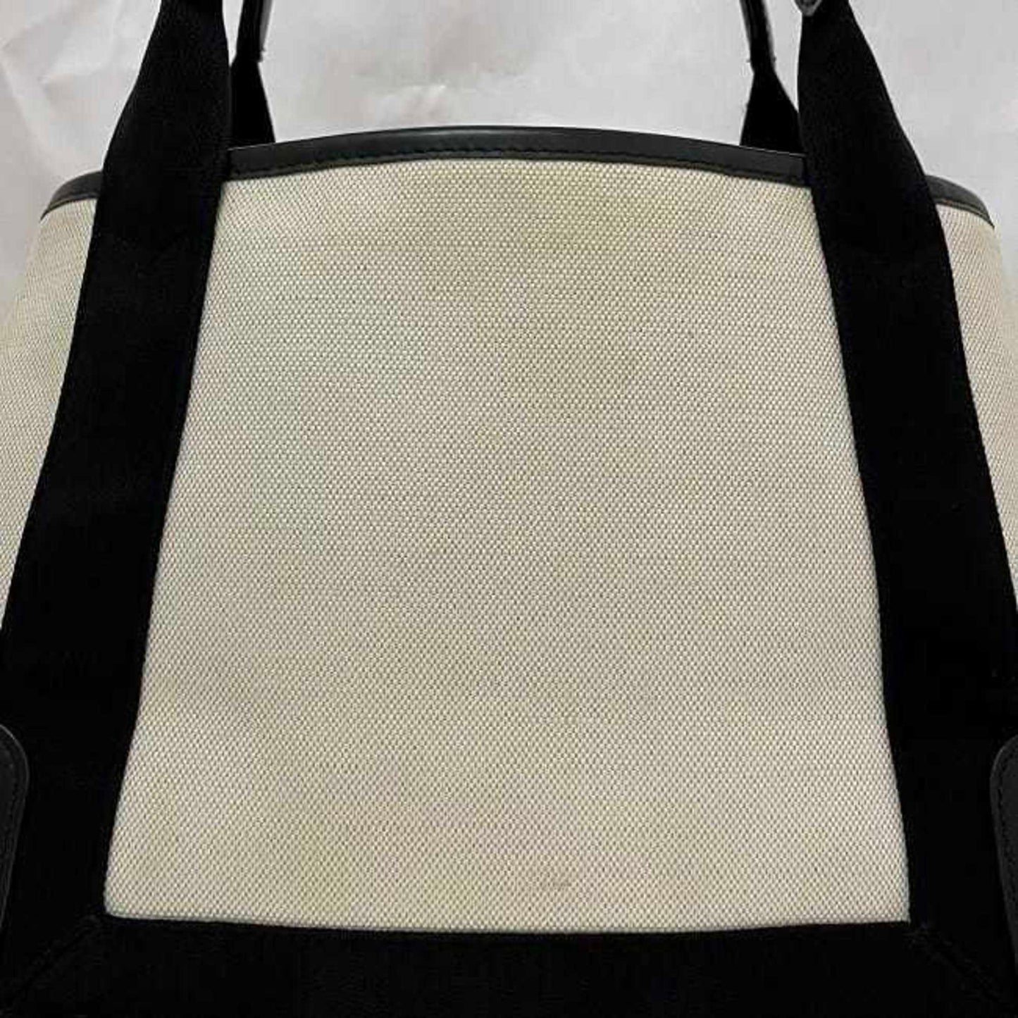 Balenciaga Tote Bag Navy Cabas Ec-23052 Natural White Black 339933 Canvas Leather 1081 U 002123