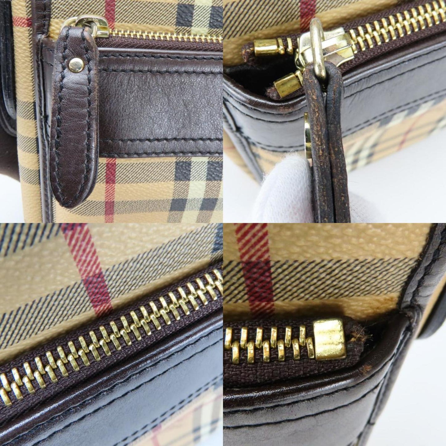 Burberry Shoulder Bag Leather Beige Brown Nova Check