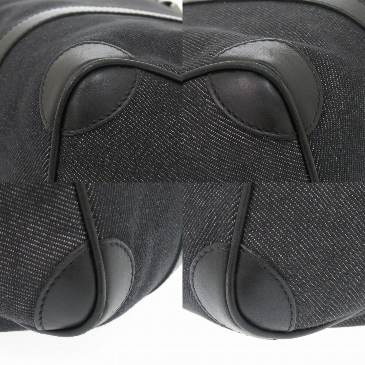 Gucci Denim Leather Black 30458 Mini Boston Bag Handbag 0670Gucci
