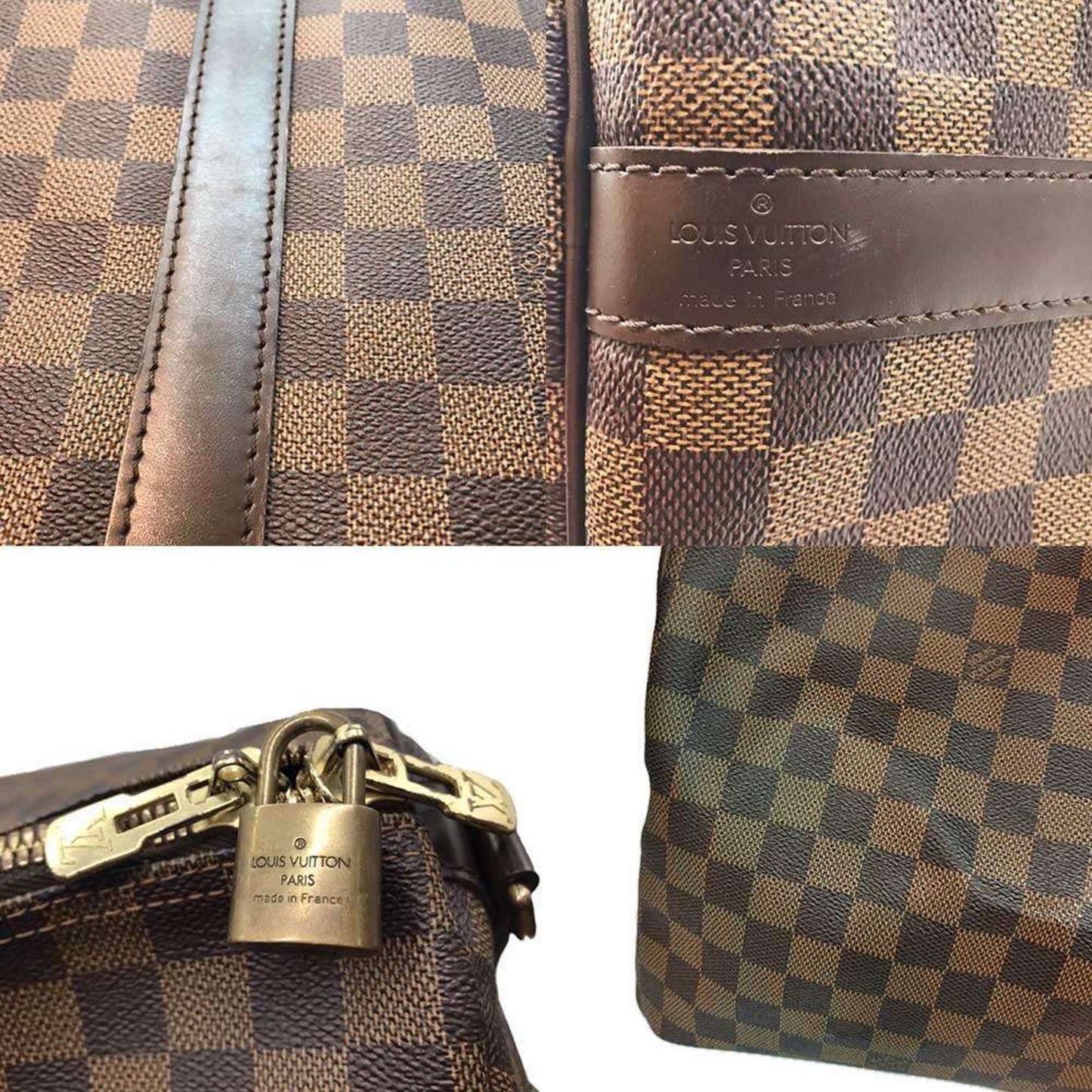 Louis Vuitton Keepall 55 Bandouliere Damier Ebene Brown Boston Bag Shoulder N41414 Louis Vuitton