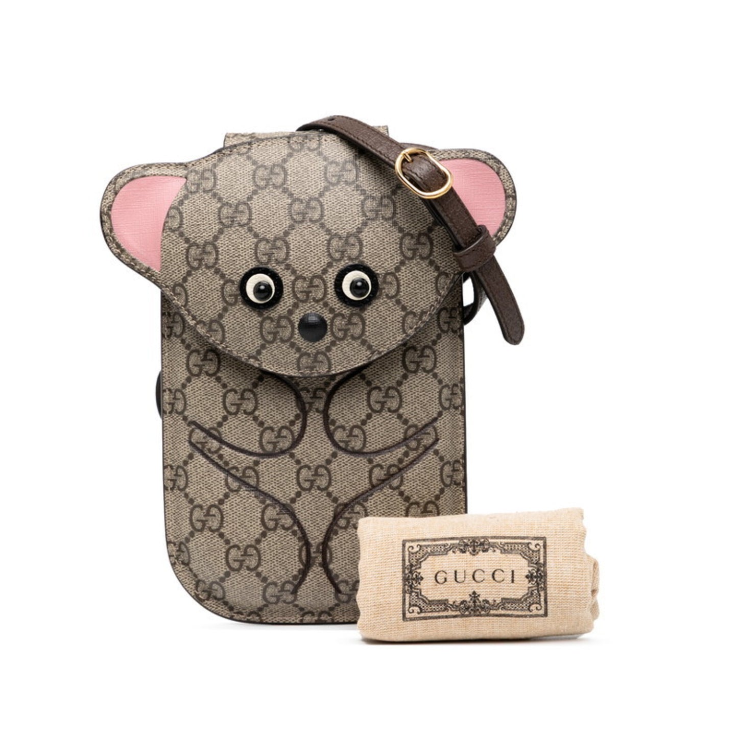 Gucci Gg Supreme Teddy Bear Mini Shoulder Bag (752577) In Beige