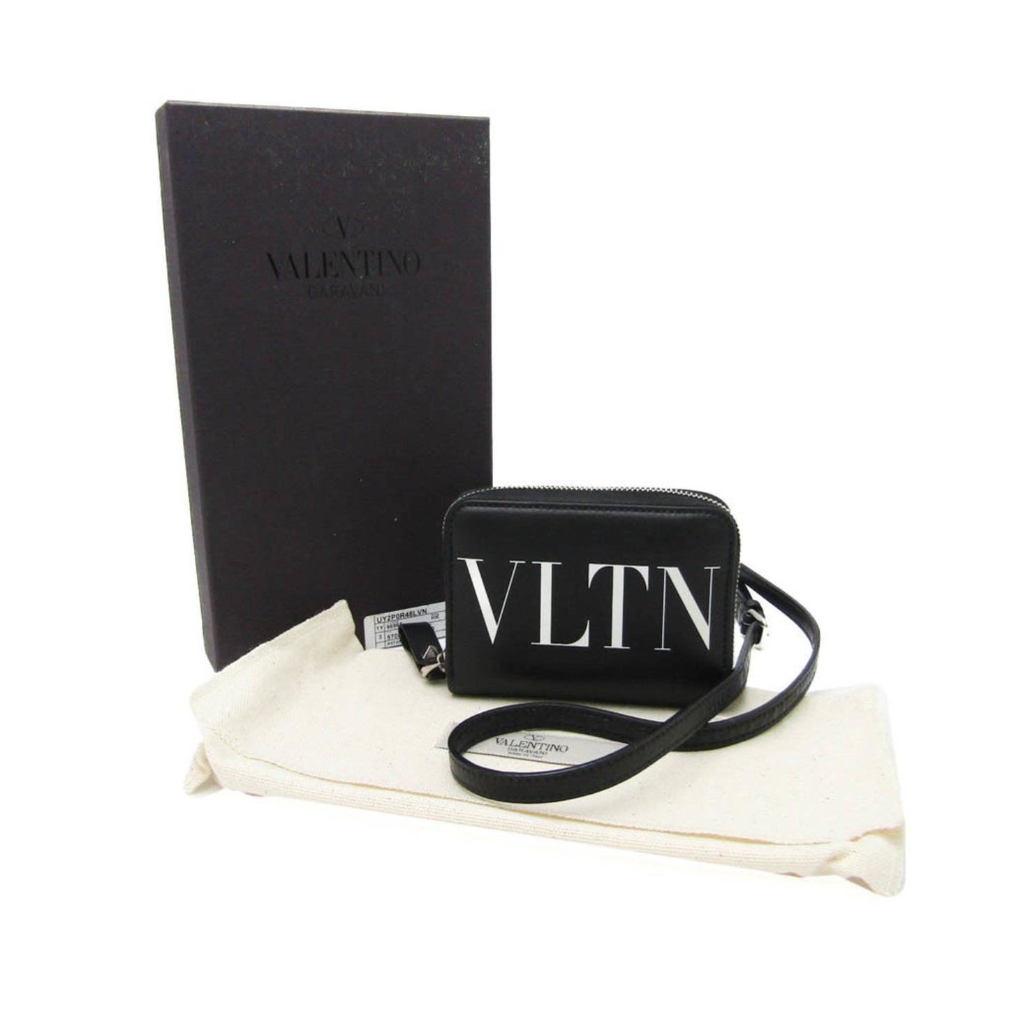 Valentino Garavani With Neck Strap Uy2P0R48Lvn Leather Card Case Black