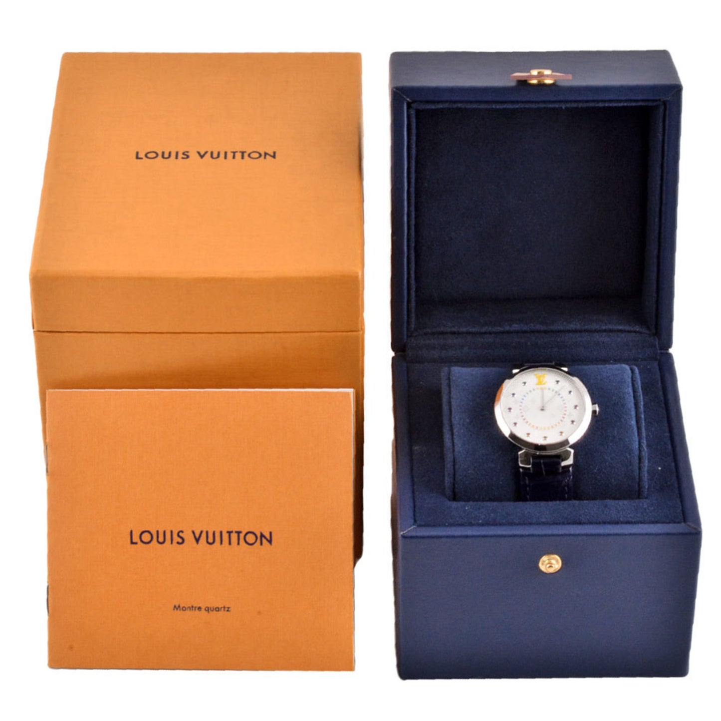 Louis Vuitton Louis Vuitton Qa159Z Tambour Mm Rainbow Watch Quartz Silver Dial Multicolor Ss