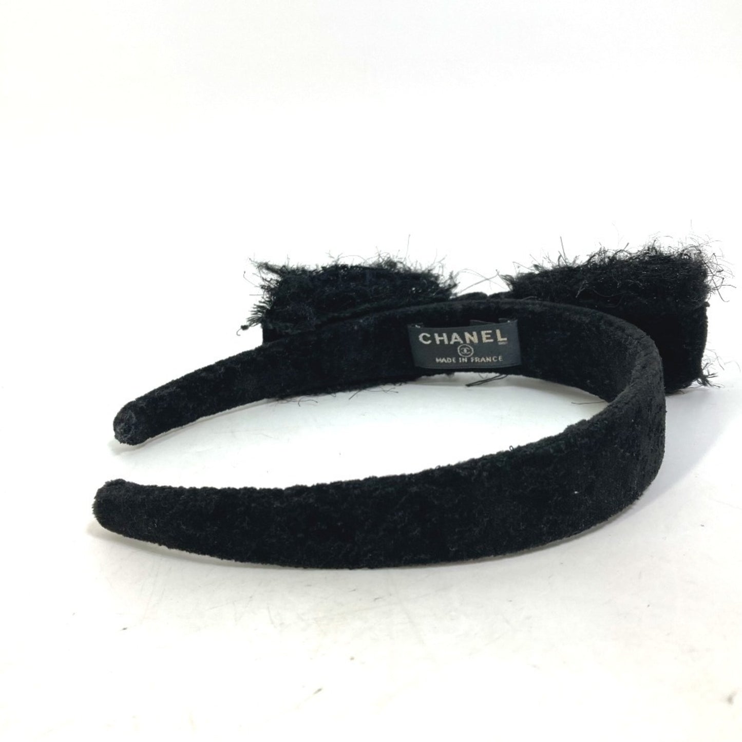 Chanel 14K Ribbon Cc Coco Mark Hairband Headband Tweed