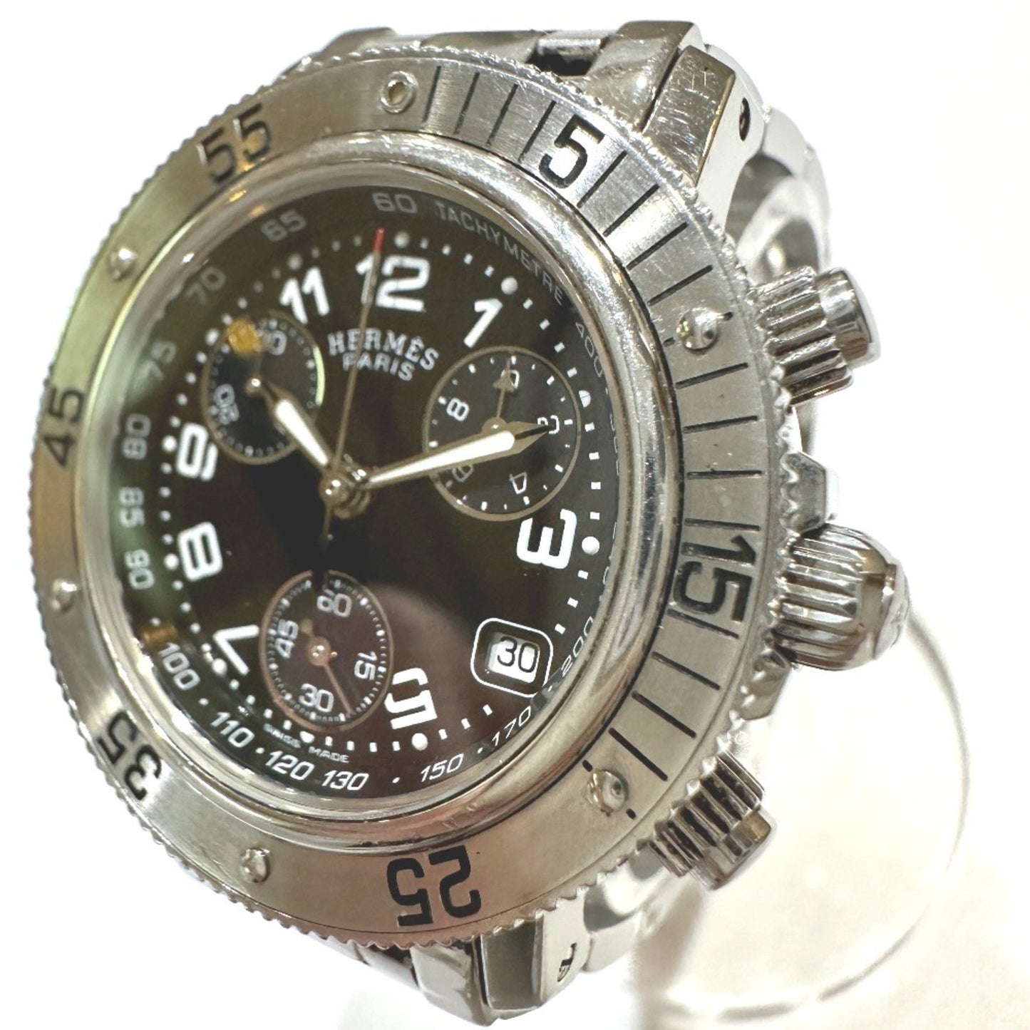 Hermes Cl2.310 Chronograph Clipper Diver Watch Stainless Steel