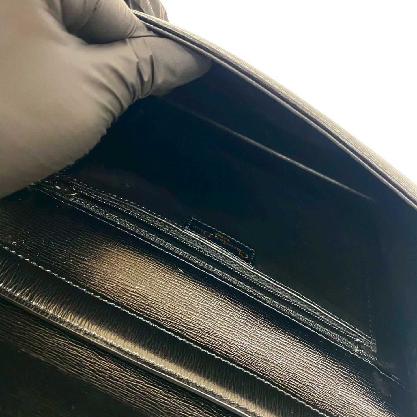 Christian Dior Vintage Cd Logo Hardware Leather Shoulder Bag/Pochette/Sacoche Black 23-10