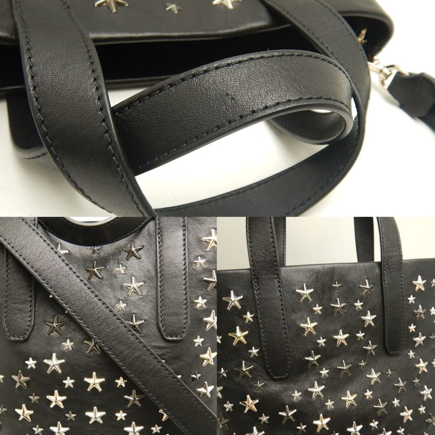 Jimmy Choo Tote Bag Star Studs Leather Black 252748