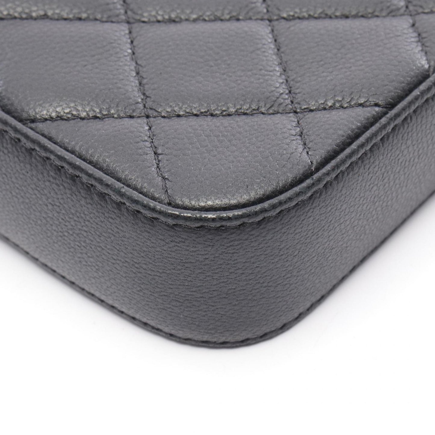 Chanel Double Zip Shoulder Bag In Grained Calfskin Leather