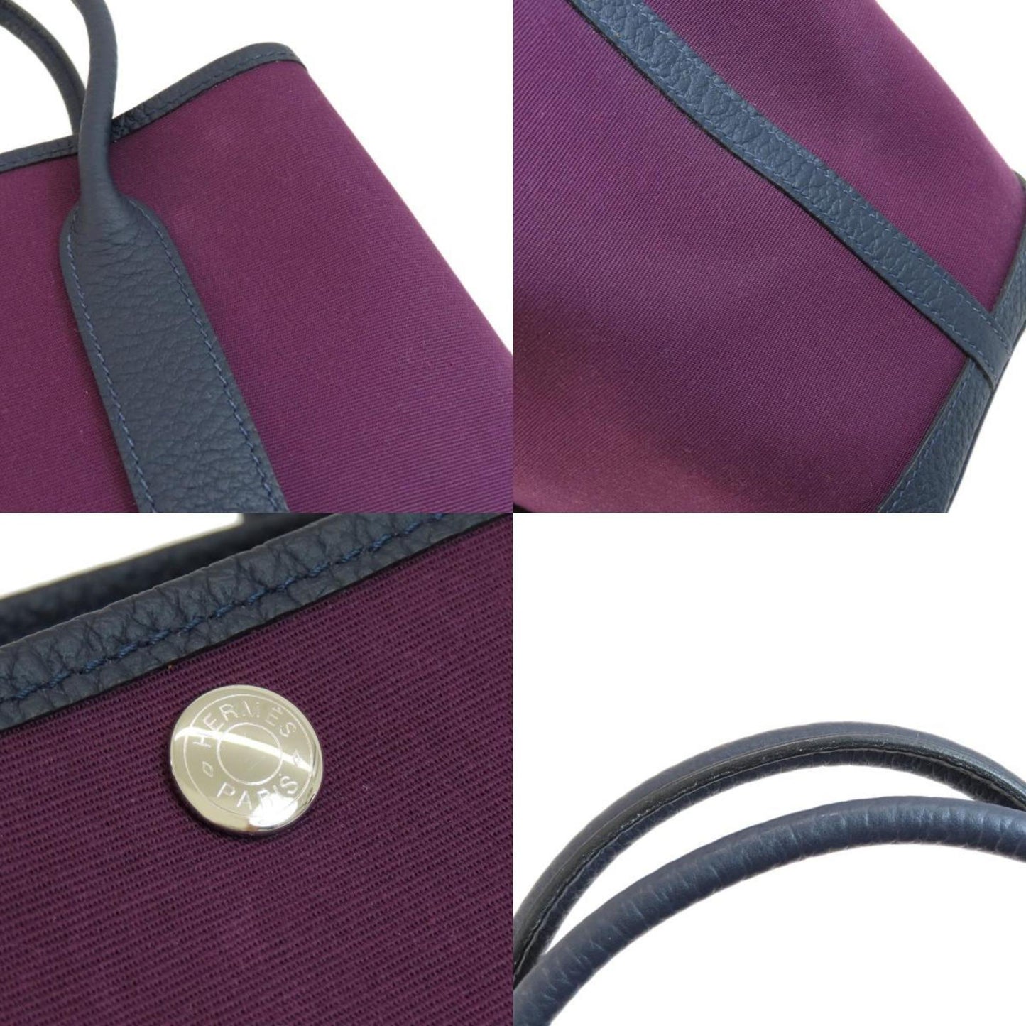 Hermes Garden Tpm Purple Handbag Canvas