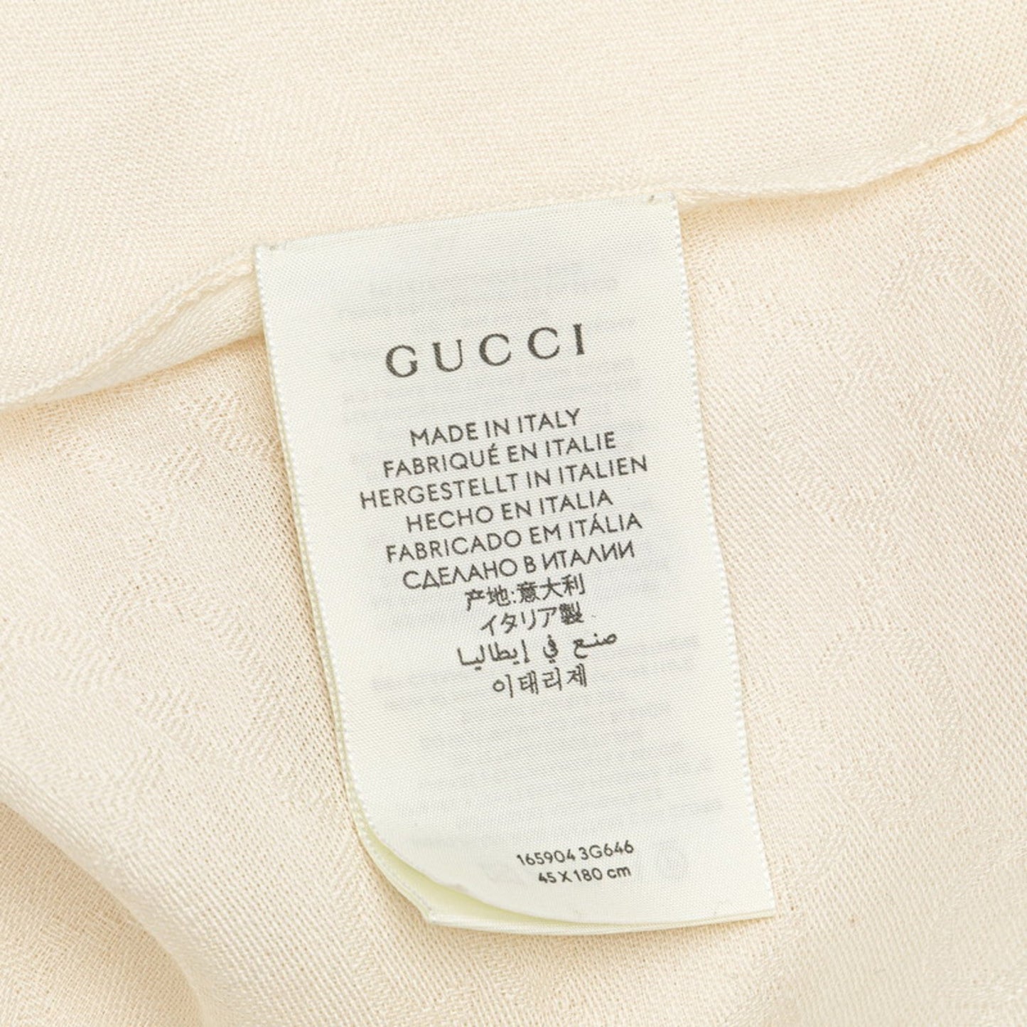 Gucci Gg Stole Scarf 165904 White Ivory Wool Silk