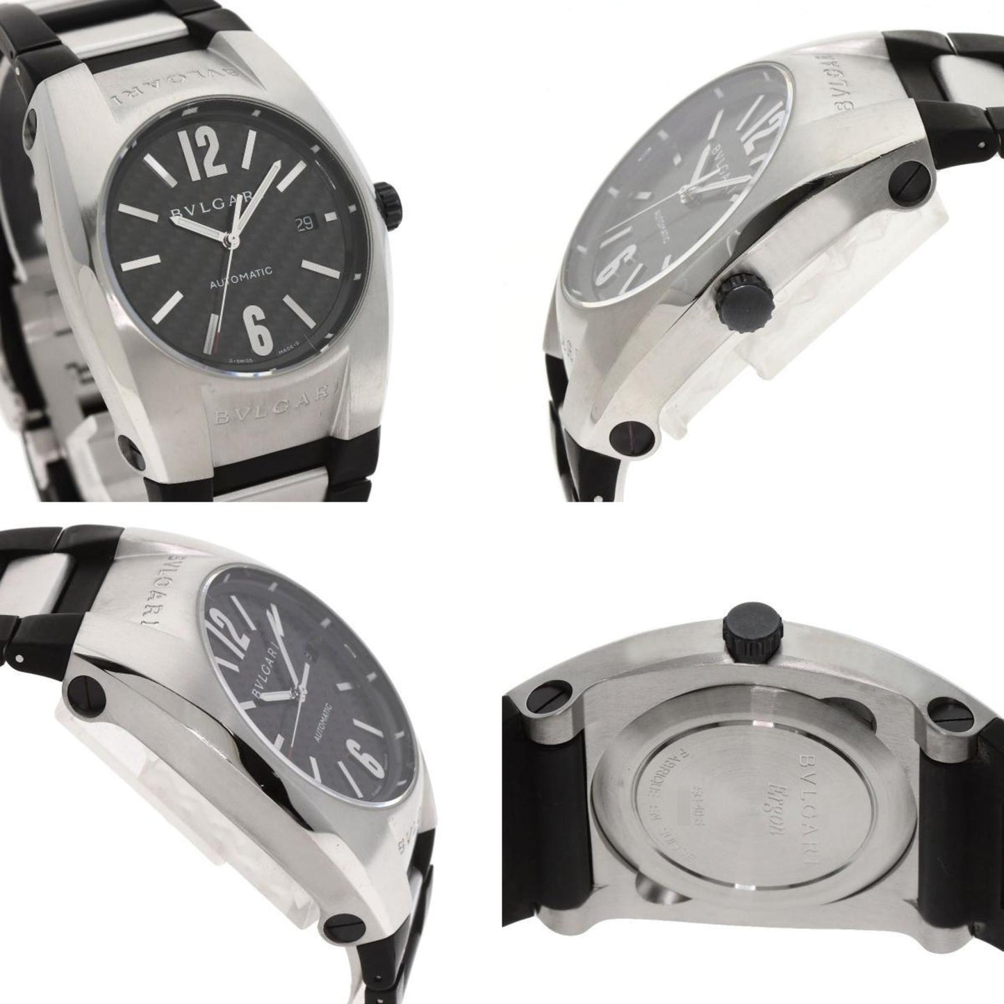 Bvlgari Eg40S Ergon Carbon Watch Stainless Steel Rubber