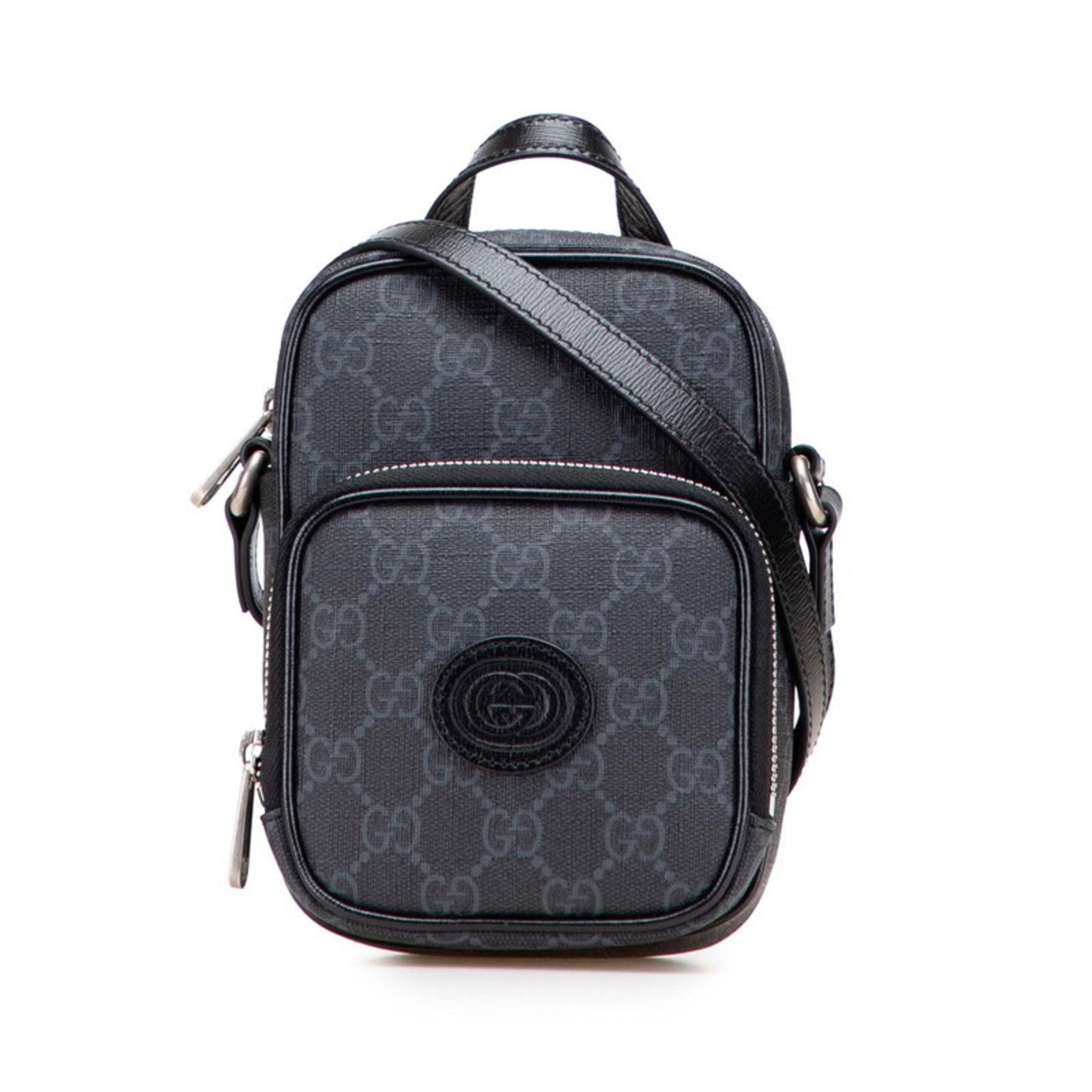Gucci Interlocking G Shoulder Bag 672952 Black Pvc Leather