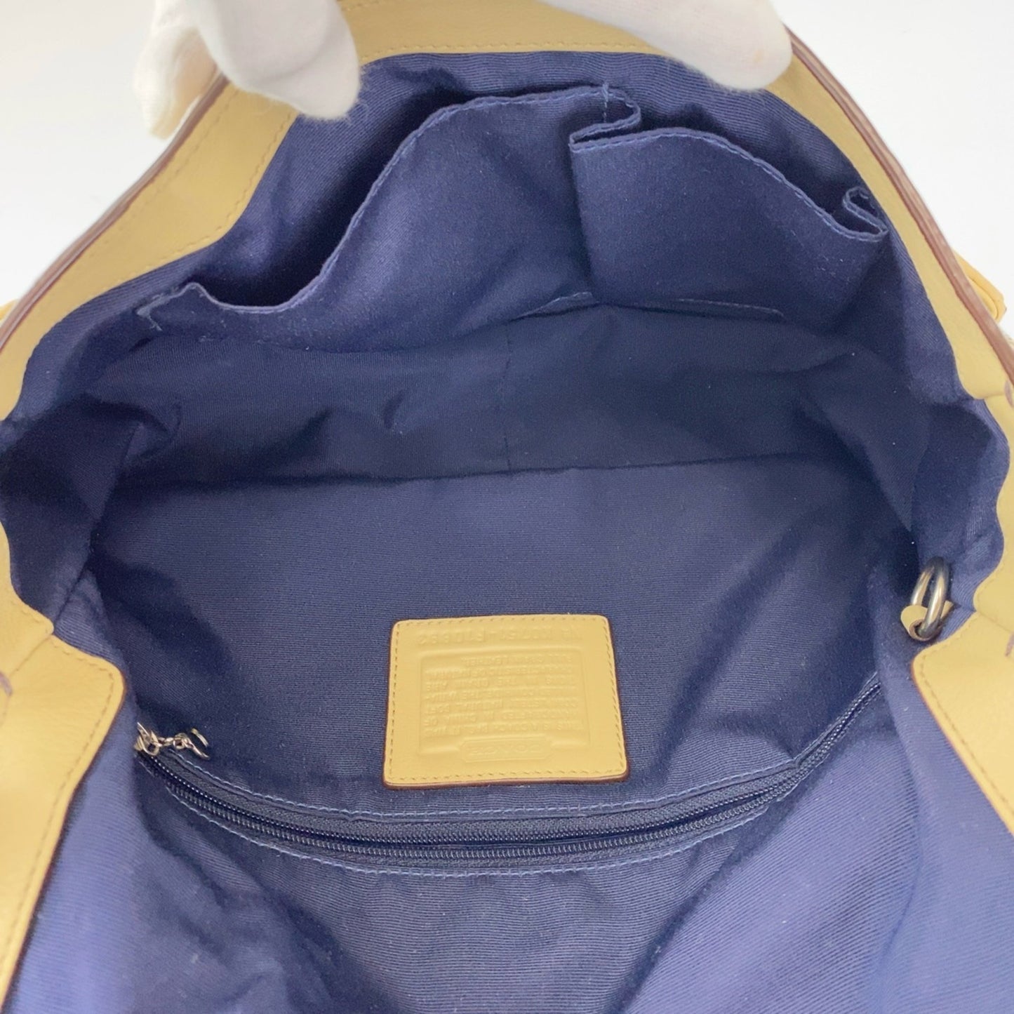 Coach Beige Brown Silver Hardware Leather Shoulder Bag