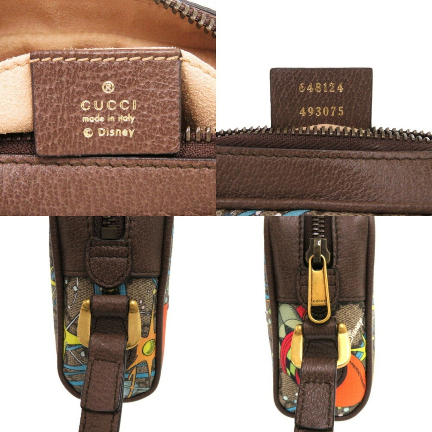 Like New Gucci X Disney Donald 648124 Gg Supreme Pvc Leather Brown Shoulder Bag 1307Gucci