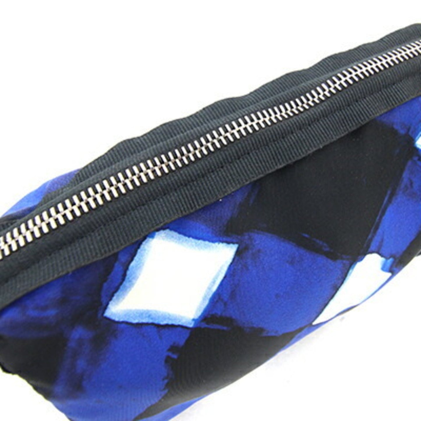 Chanel Pouch Blue Black Off-White Nylon