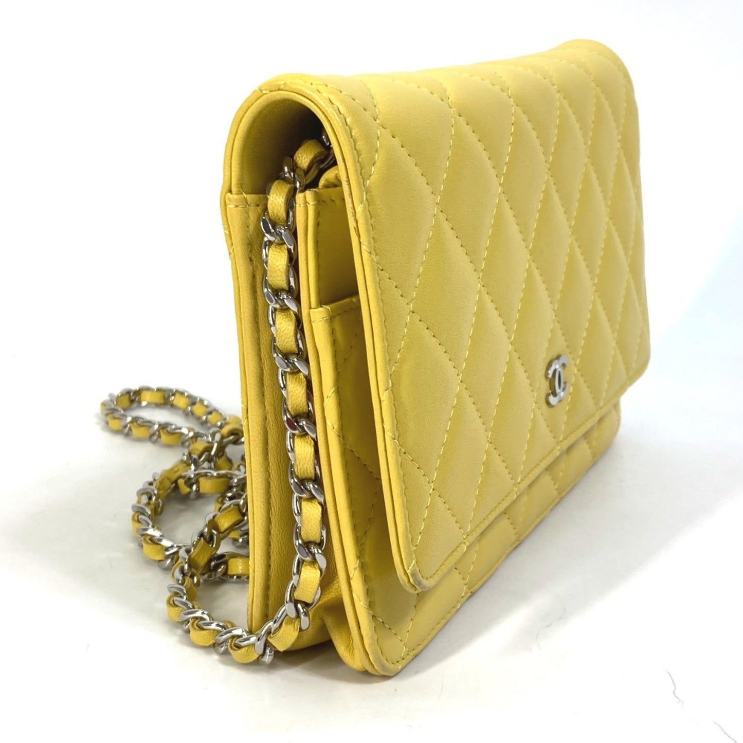 Chanel Ap0250 Cc Mark Chain Wallet Crossbody Long Wallet Bag Pochette Shoulder Bag Yellow