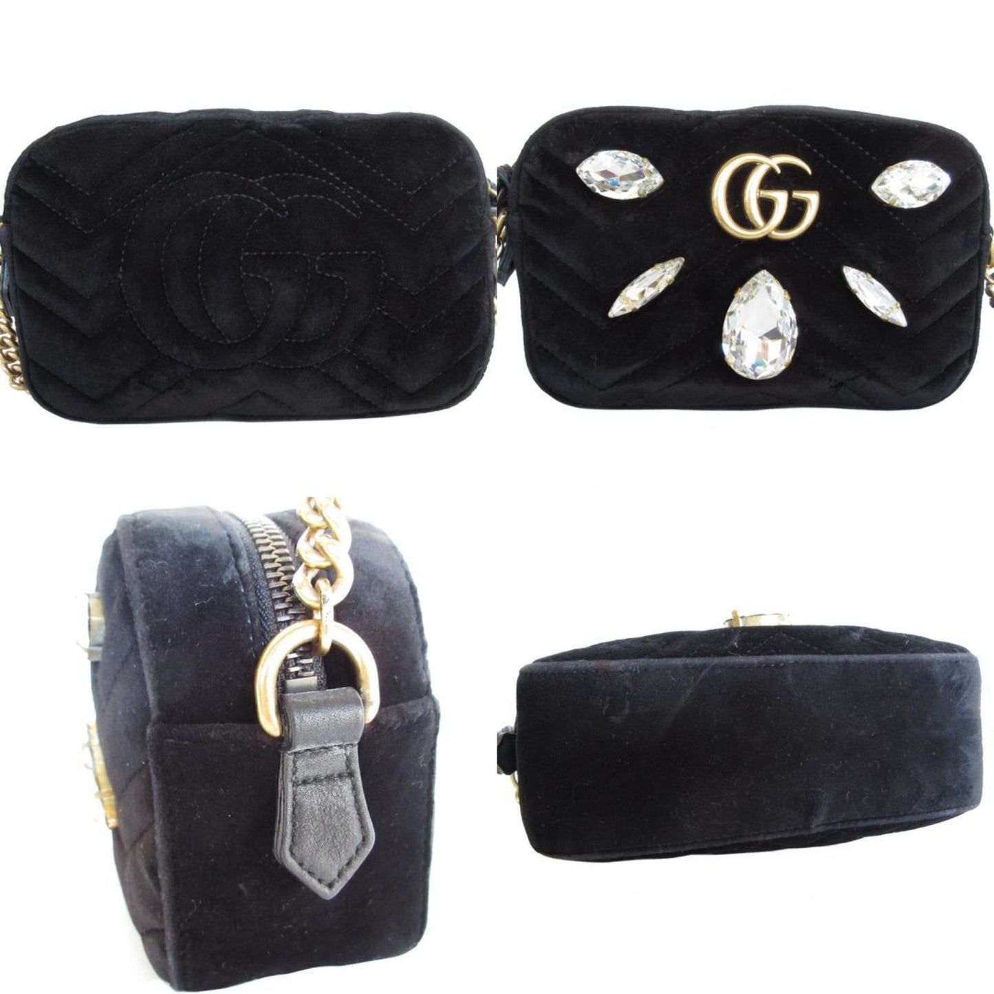 Gucci Shoulder Bag Gg Marmont Velvet Black