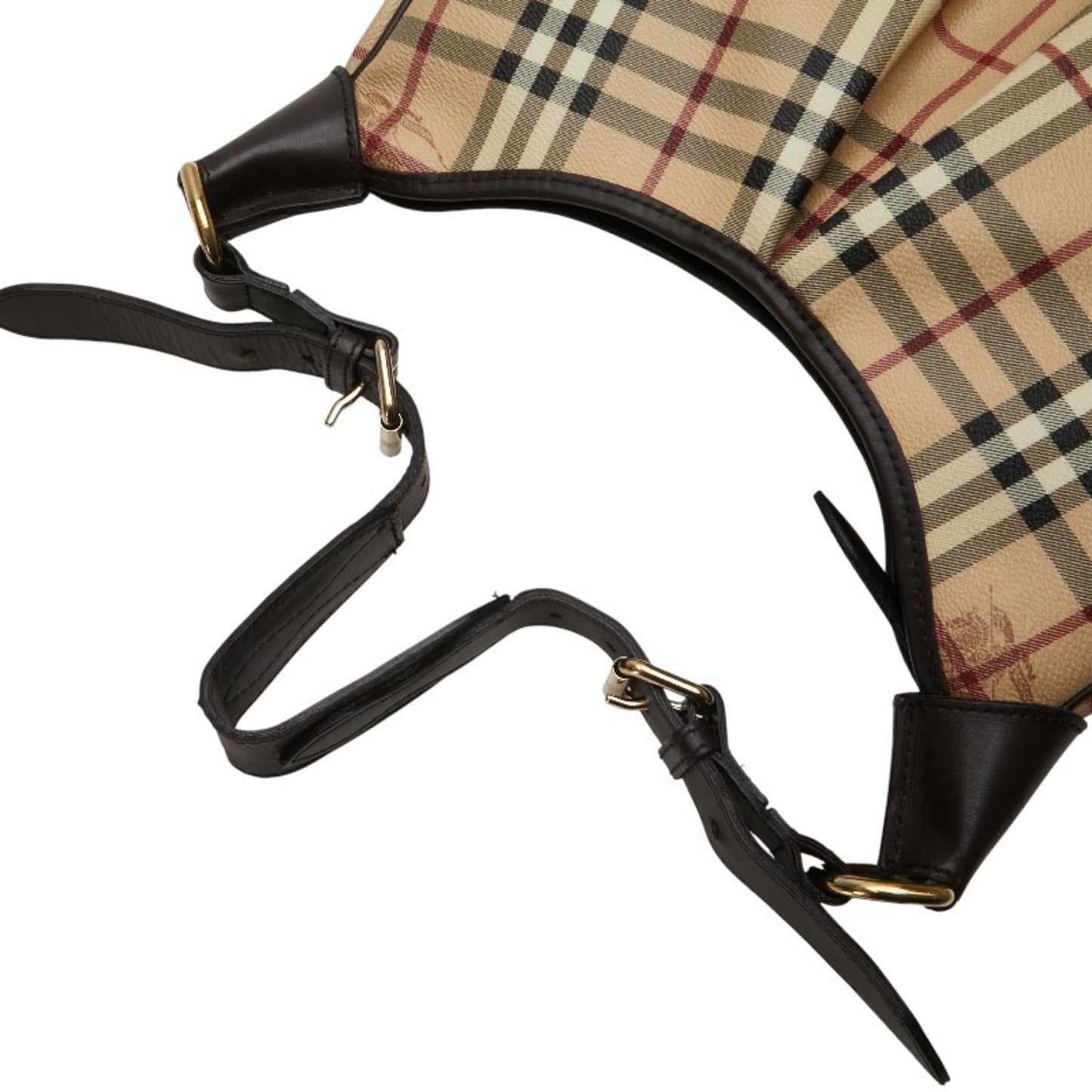 Burberry Nova Check One-Shoulder Bag Handbag Beige Brown Pvc Leather