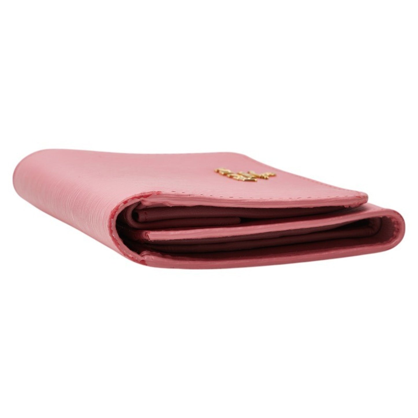 Prada Tri-Fold Wallet Pink Leather
