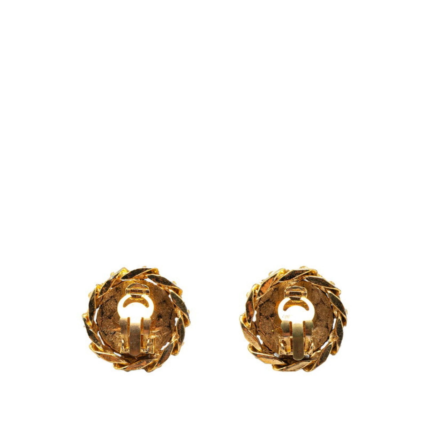 Chanel Coco Mark Round Rhinestone Earrings