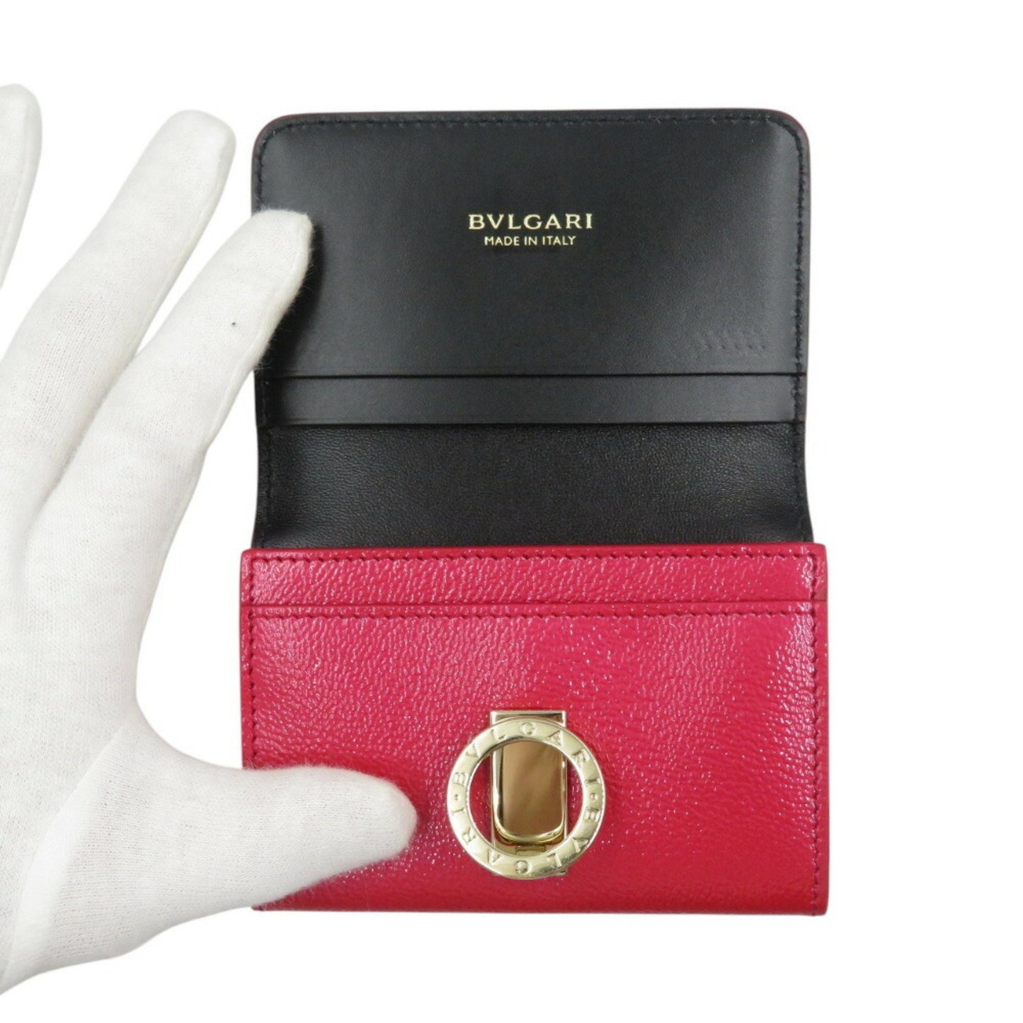 Bvlgari Leather Red Clip Card Case Business Holder 1015Bvlgari